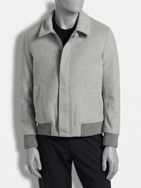 Saks Fifth Avenue Men's Gray Wool-Blend Shirt Jacket Size XL
